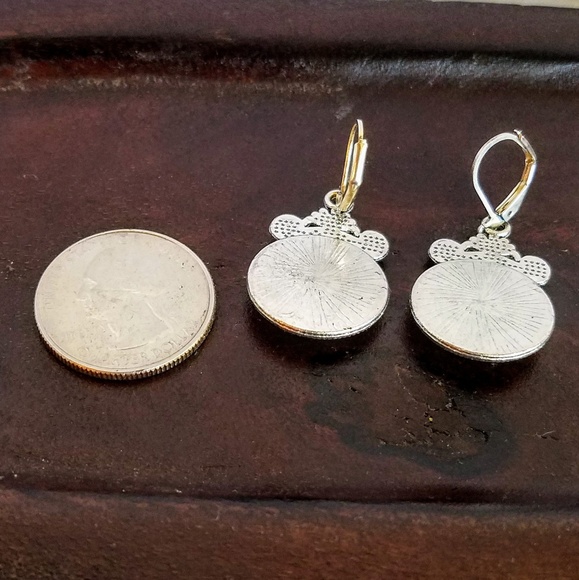 Nickel-free Red Mermaid Scale Earrings - Picture 4 of 4